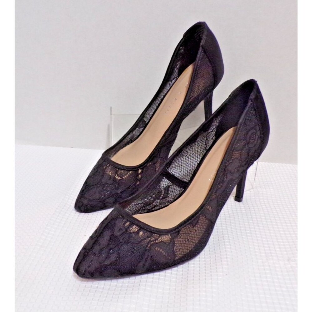 Kelly & Kate Misha 3" Stiletto Pumps Black Lace Grip Bottoms Women's Size 6.5